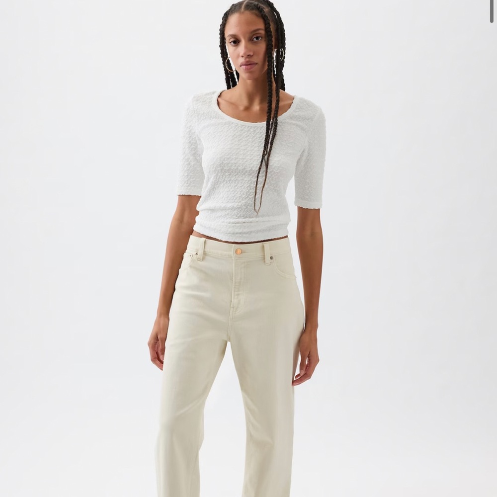 NEW GAP Popcorn top elbow short sleeves textured
